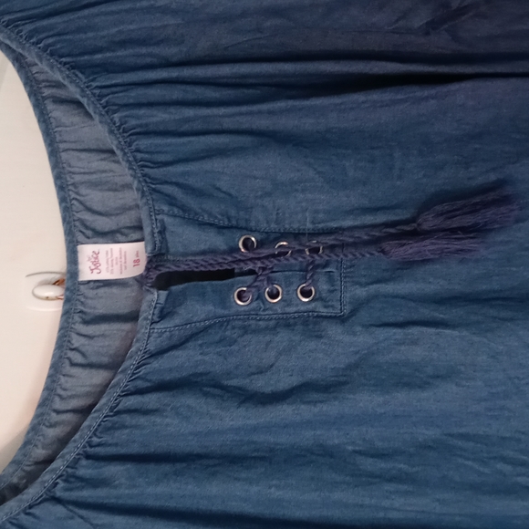 Justice Shirts & Tops Justice Blue Denim Girls Peasant Blouse